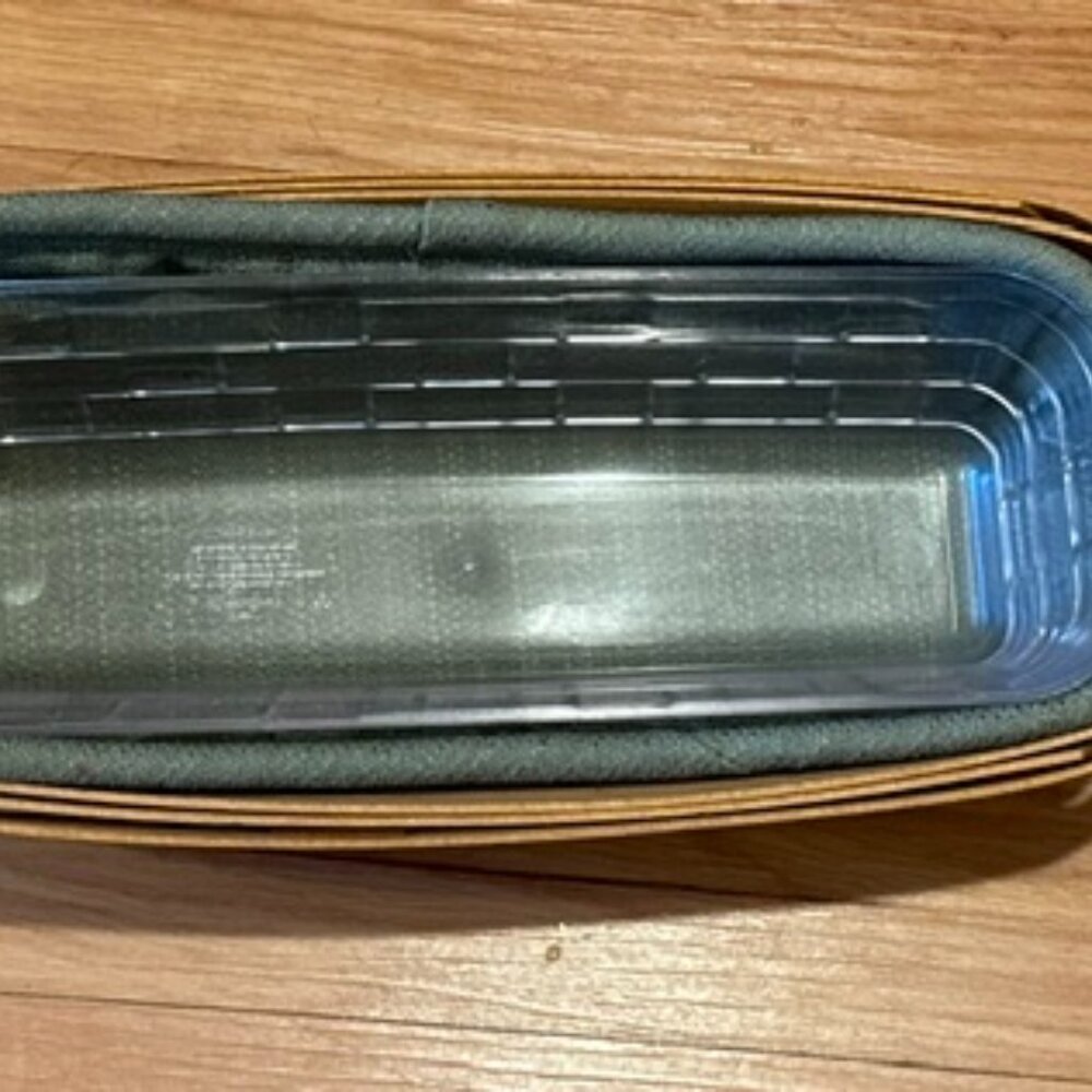 Longaberger Cracker Small Basket+Clear Plastic Protector+Green Liner damaged